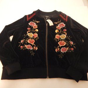 Torrid Blk/Red Floral Embellished Bomber Jacket